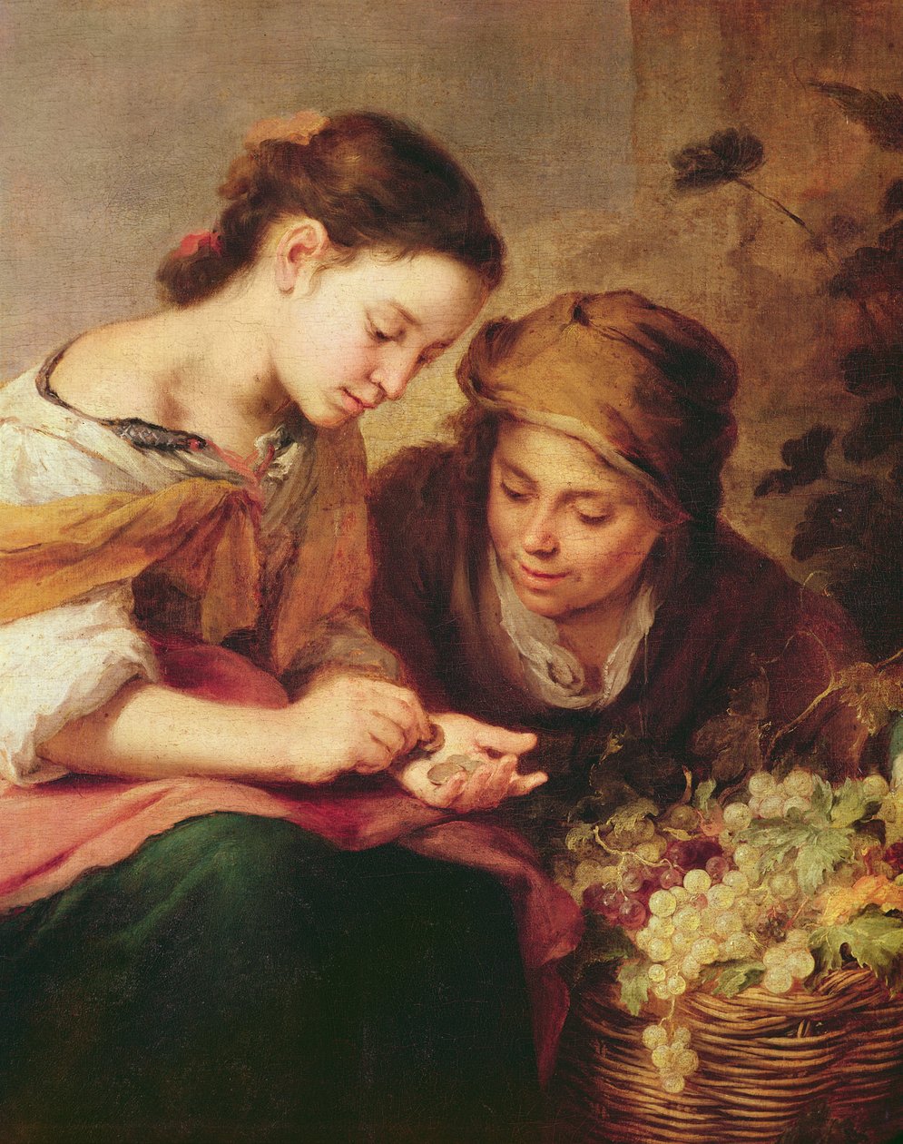 Yksityiskohta The Little Fruit-Sellerista, 1670-75 (katso 170100) tekijältä Bartolomé Esteban Murillo