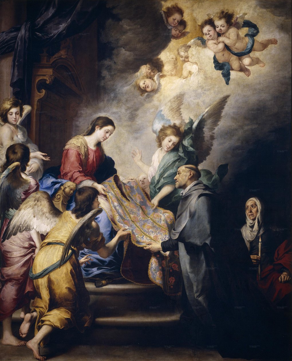 La descensión de la Virgen para premiar los escritos de San Ildefonso tekijältä Bartolomé Esteban Murillo