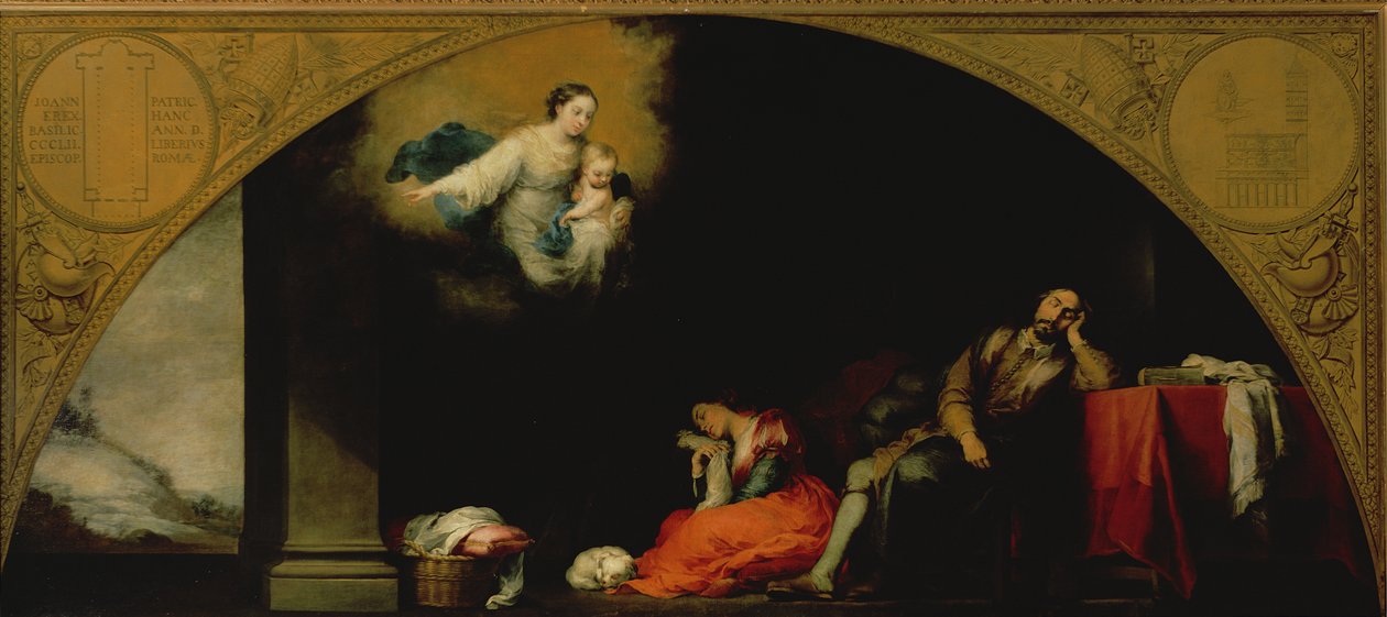 Tarina Santa Maria Maggioren perustamisesta: Patricians Dream, n. 1661-65 tekijältä Bartolomé Esteban Murillo