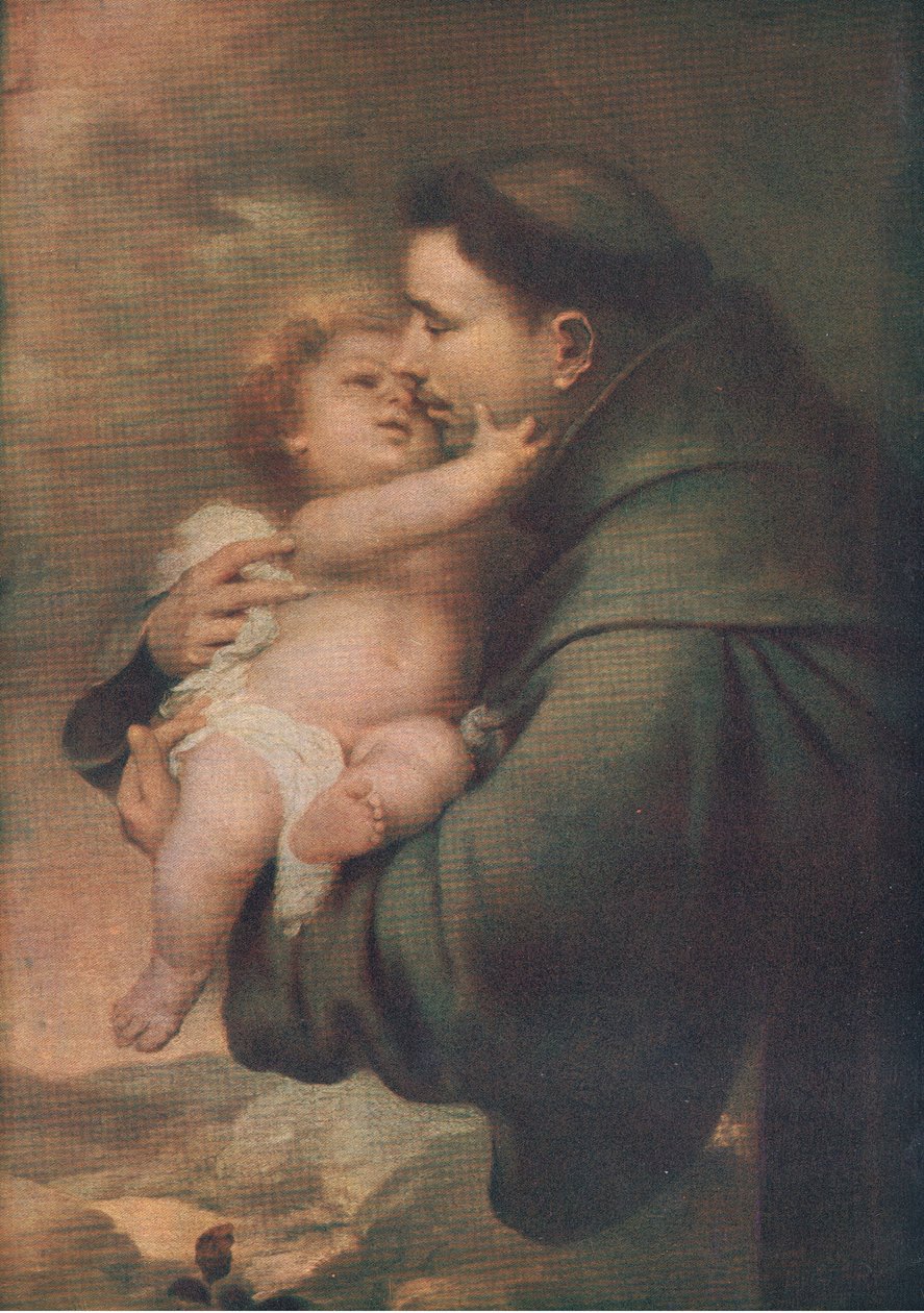 Pyhä Anthony Padovalainen Kristus-lapsen kanssa, Bibbys Annual, 1916-17 tekijältä Bartolome Esteban after Murillo