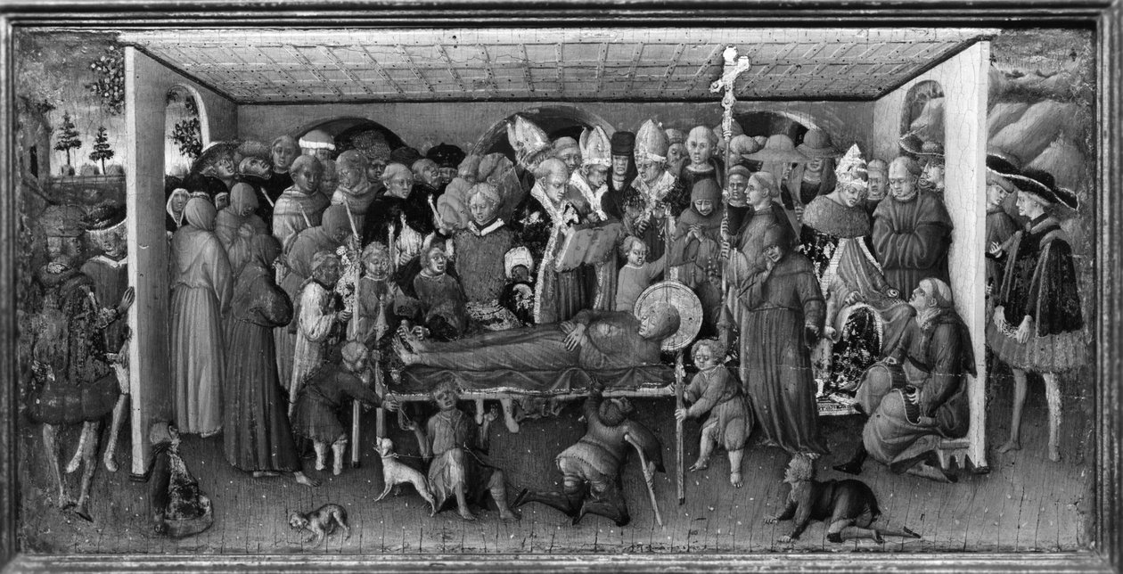 Pyhän Franciscuksen Assisin hautajaiset tekijältä Bartolomeo Tommaso da di Foligno