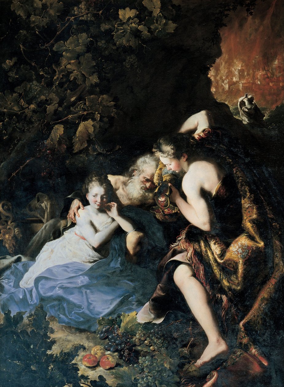 Loot ja hänen tyttärensä, 1695-1696 tekijältä Bartolomeo Guidobono
