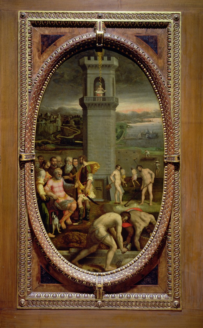 Danae, 1572 (öljy liuskekivellä) tekijältä Bartolomeo di Mariano Traballesi