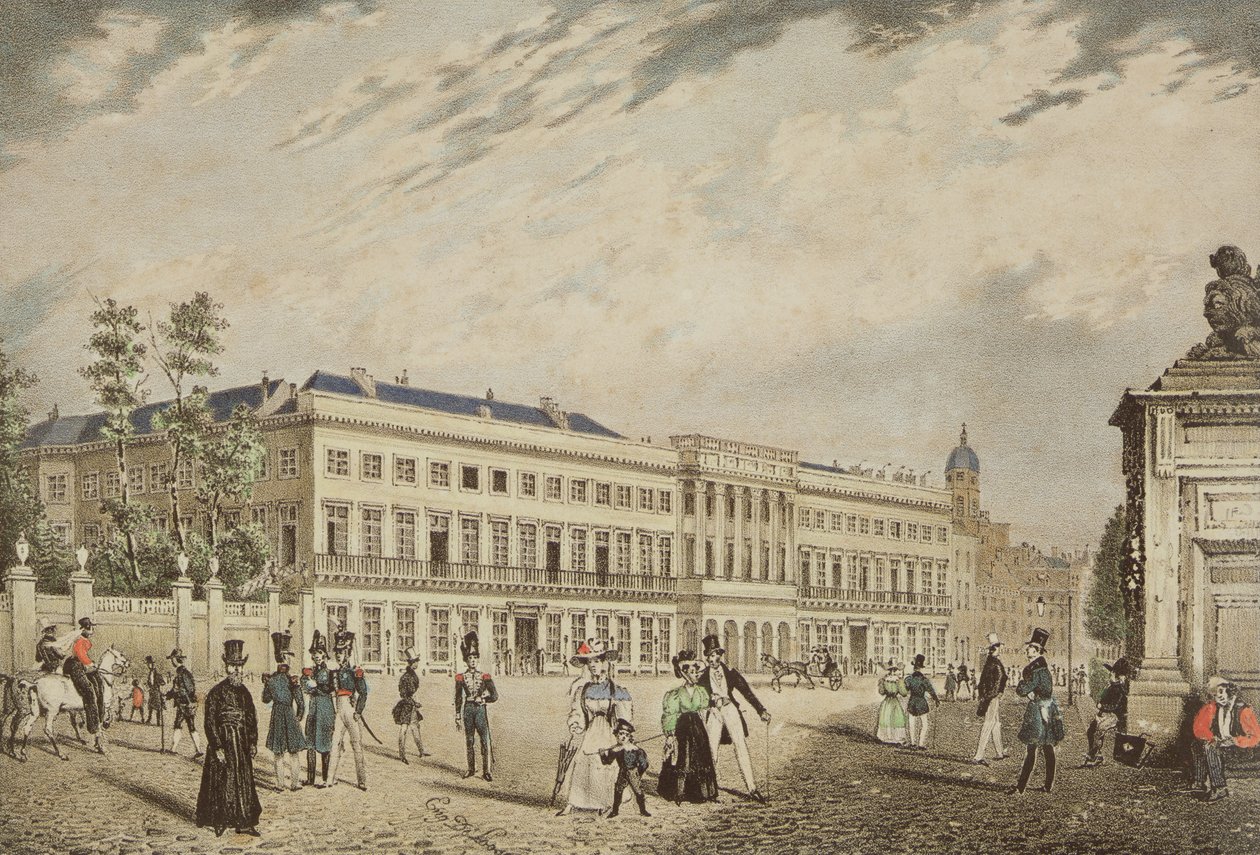 Näkymä kuninkaalliseen palatsiin, Bryssel, noin 1830. tekijältä Basile de Loose
