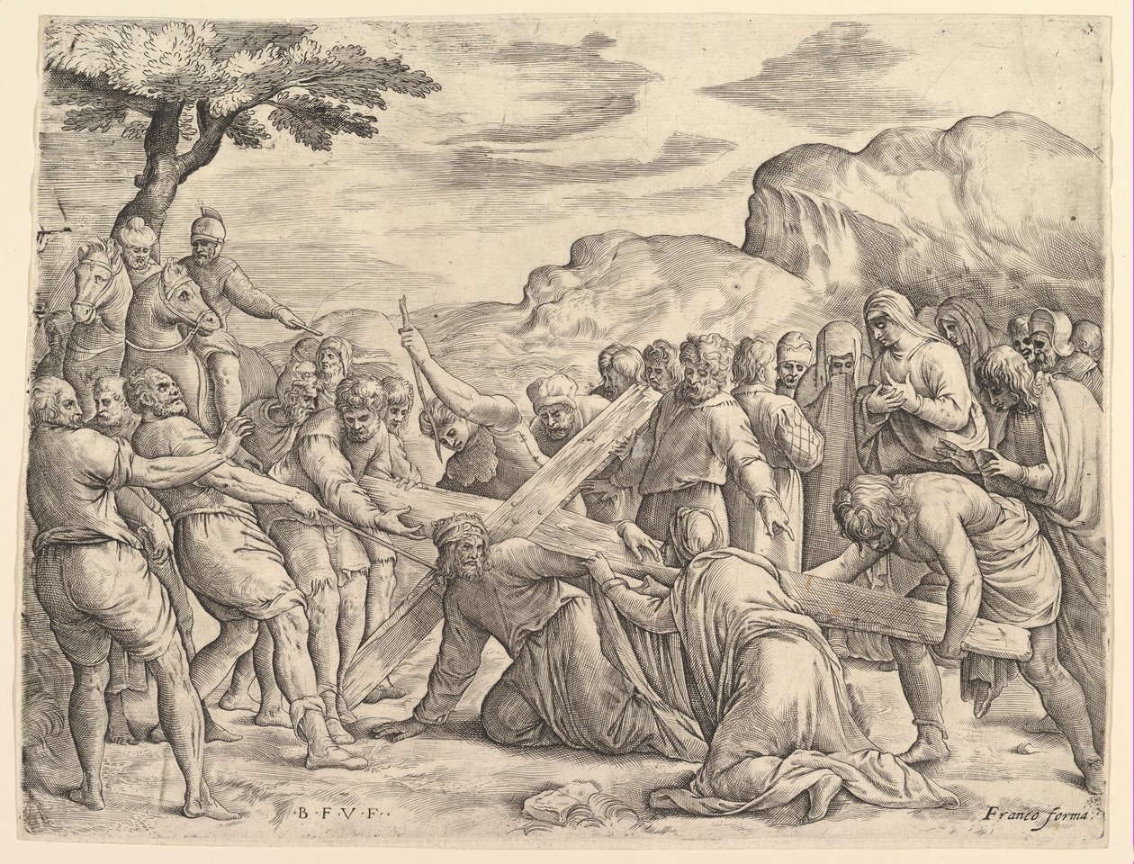 Kristus kantaa ristiä, n. 1552. tekijältä Battista Franco Veneziano