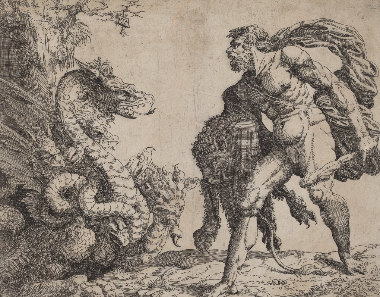 Hercules ja Hydra, 1552. tekijältä Battista del Moro