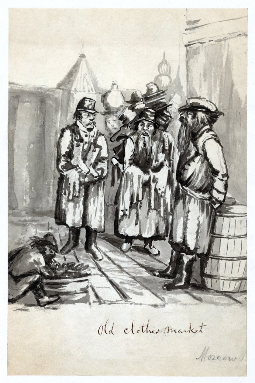 Old Clothes Market, Moskova, julkaistu noin 1862 tekijältä Bayard Taylor
