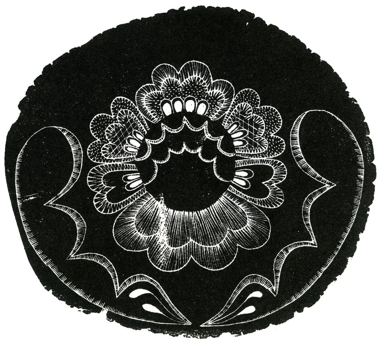 Scandinavian Folk Embroidery, 2013 (puukaiverrus paperille) tekijältä Bella Larsson