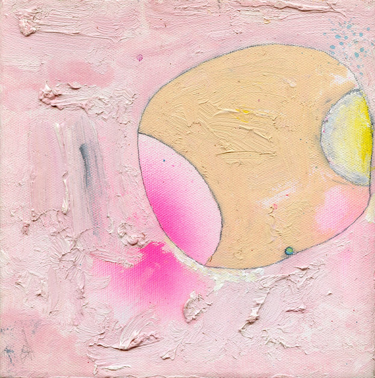 Sing Sing Song, 2005 (akryyli, öljy, spraymaali ja kynä kankaalle) tekijältä Bella Larsson