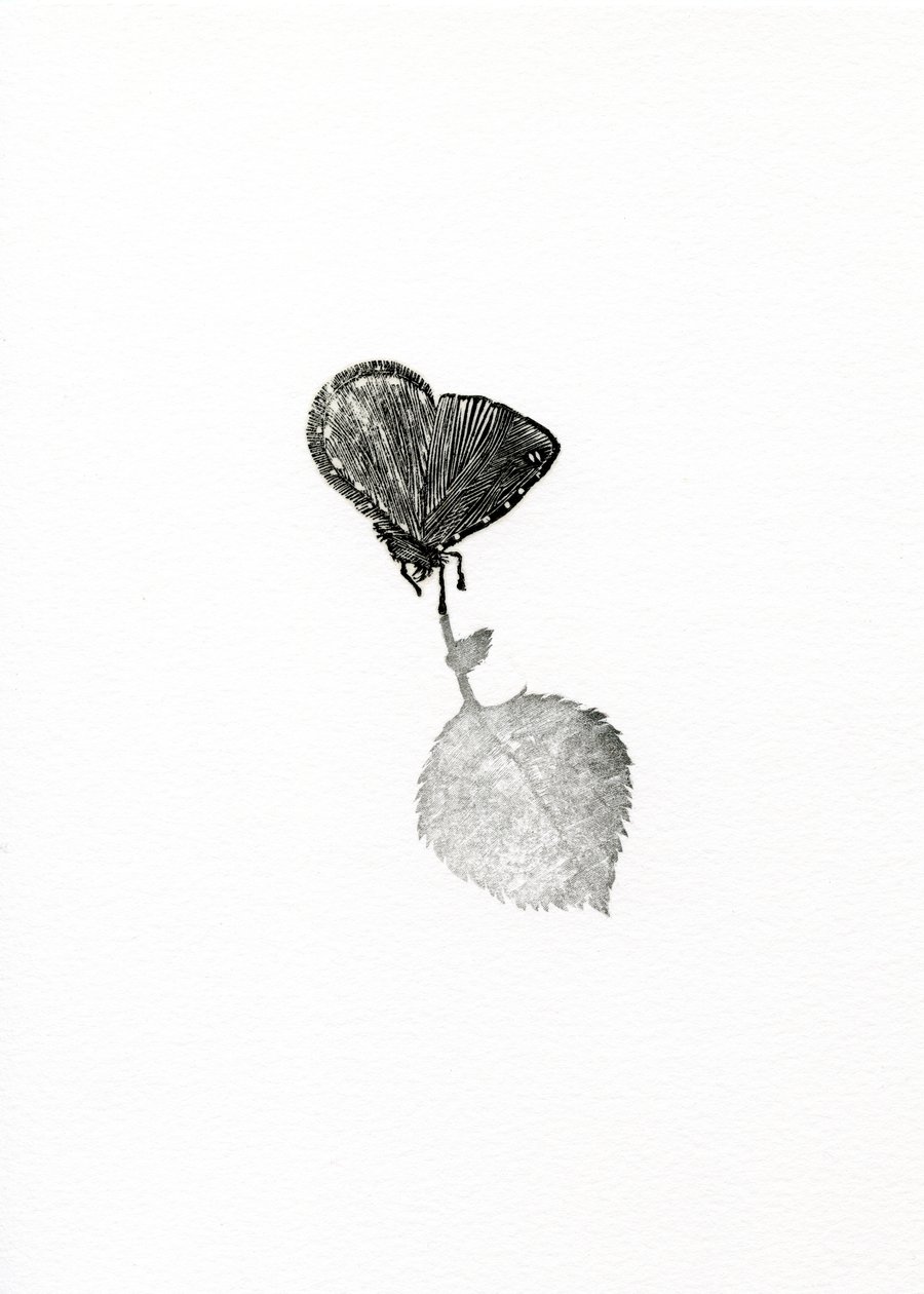 Jännitys, 2014 (puukaiverrus paperille) tekijältä Bella Larsson