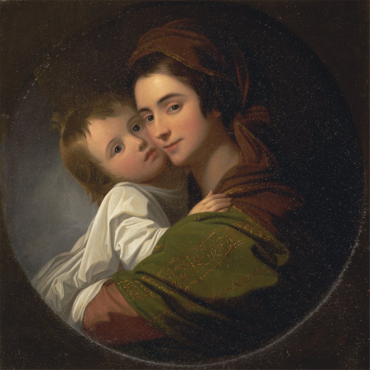 Taiteilijat vaimo Elizabeth ja heidän poikansa Raphael tekijältä Benjamin West