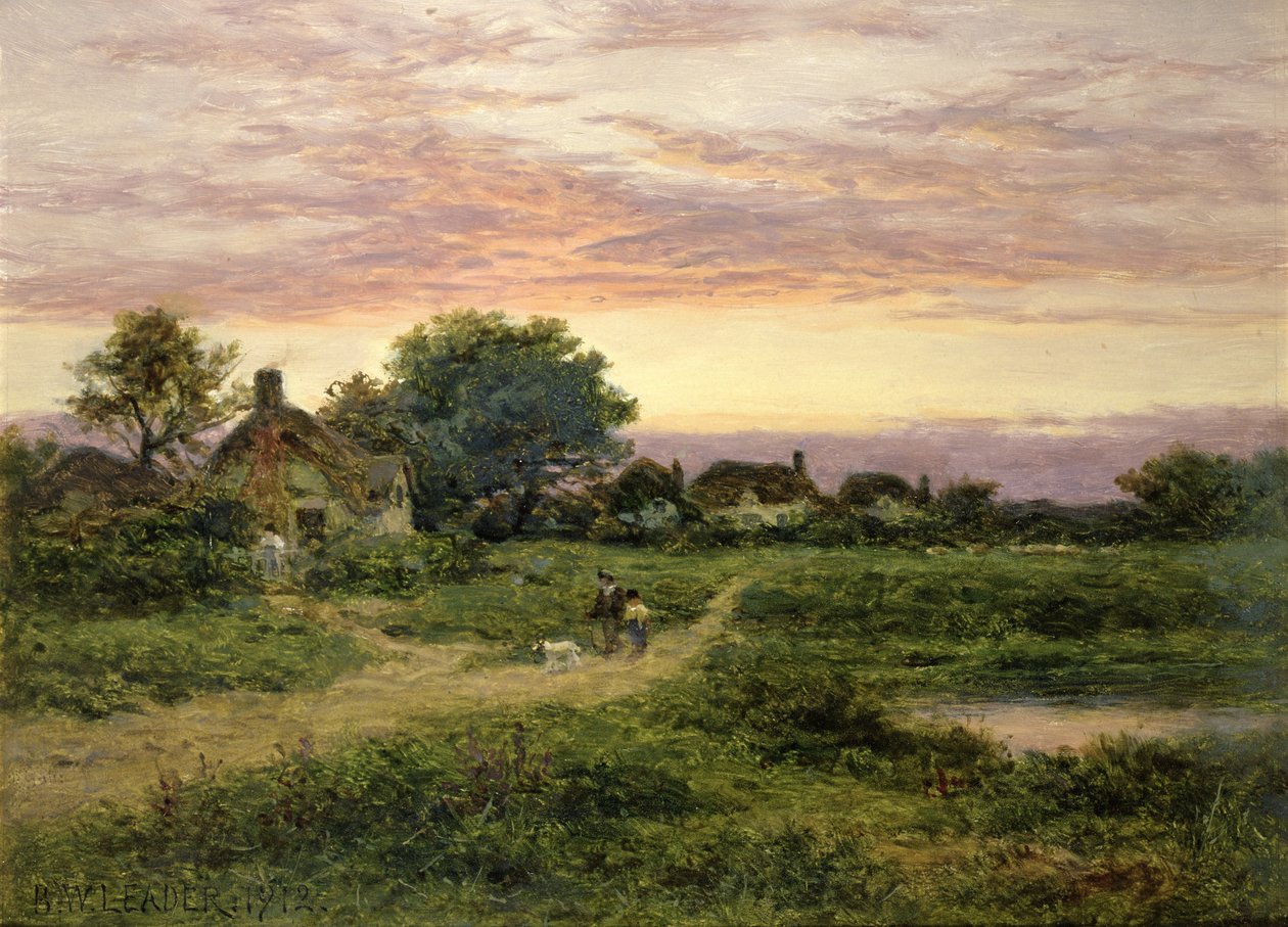 Worcestershire Cottages, 1912 (öljy) tekijältä Benjamin Williams Leader