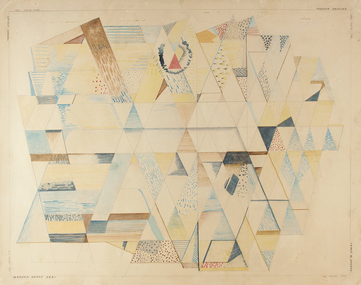 Futuristinen puutarha, 1937 (akvarelli paperille) tekijältä Benjamin F. Berlin