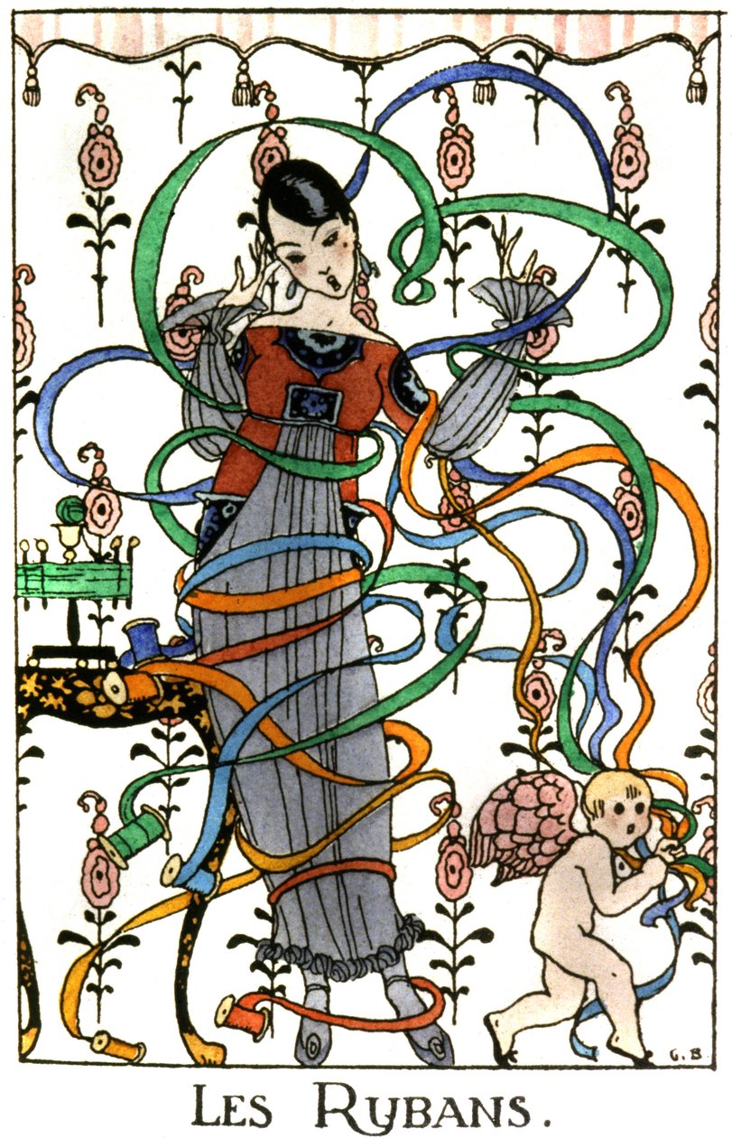 Nauhat, mekko flapperin tyyliin, n.1919. tekijältä Benjamin Rabier