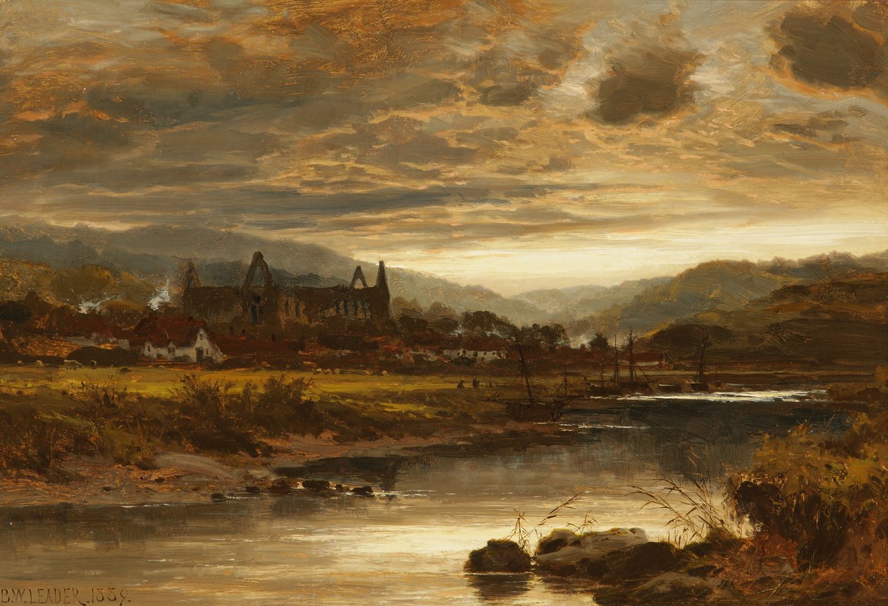 Tintern Abbey, Wales, 1889 tekijältä Benjamin Williams Leader