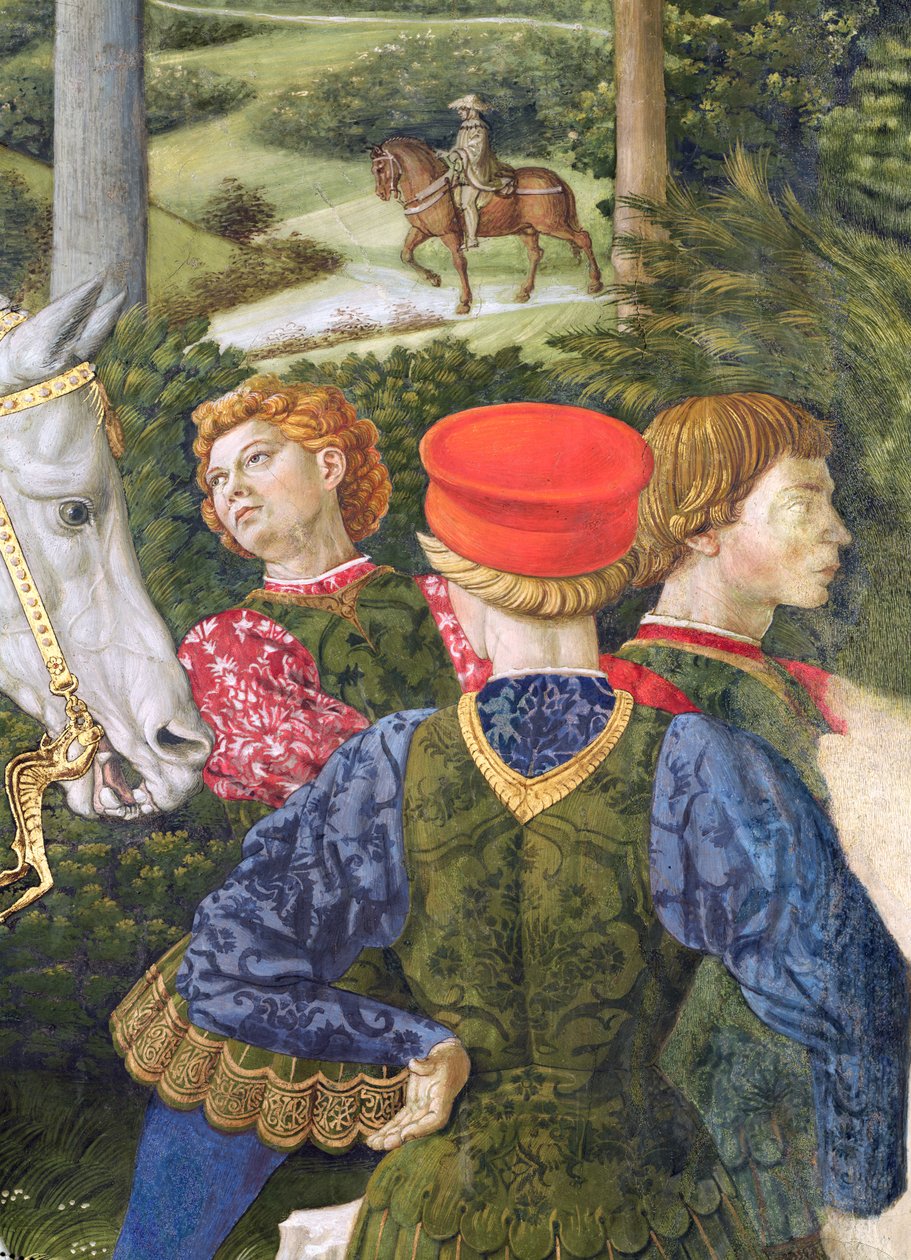 Maksulliset palvelijat, yksityiskohta kappelin maagisten matkasta, n. 1460. tekijältä Benozzo di Lese di Sandro Gozzoli