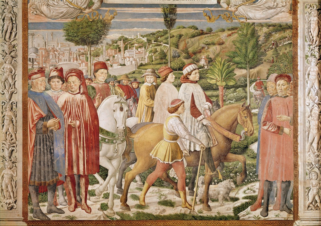 Pyhä Augustinus lähtee Roomasta Milanoon, Pyhän Augustinuksen elämästä 1463-1465 tekijältä Benozzo di Lese di Sandro Gozzoli