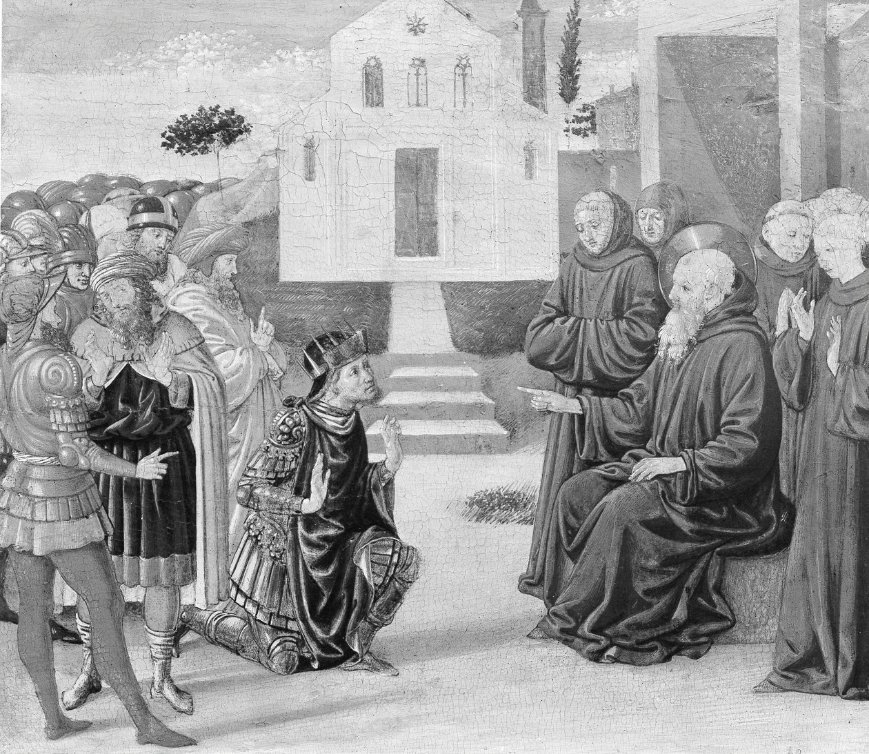 Totila ennen Pyhää Benedictusta. tekijältä Benozzo Gozzoli