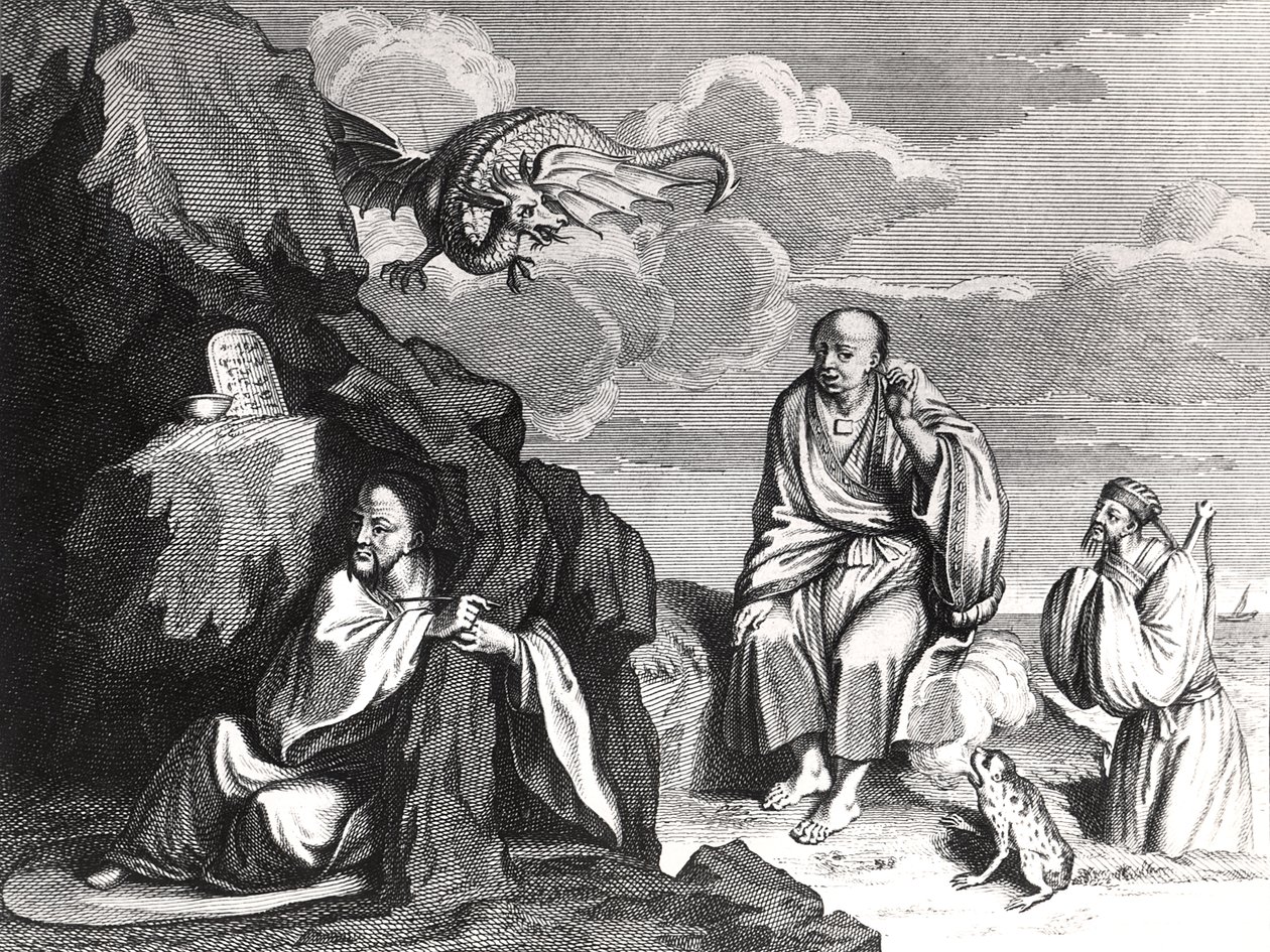 Kiinalaiset taikurit ja noidat, kuvitus "Ceremonies et Coutumes Religieuses des Peuples Idolatres" -julkaisusta, julkaistu Amsterdamissa, 1798 tekijältä Bernard Picart
