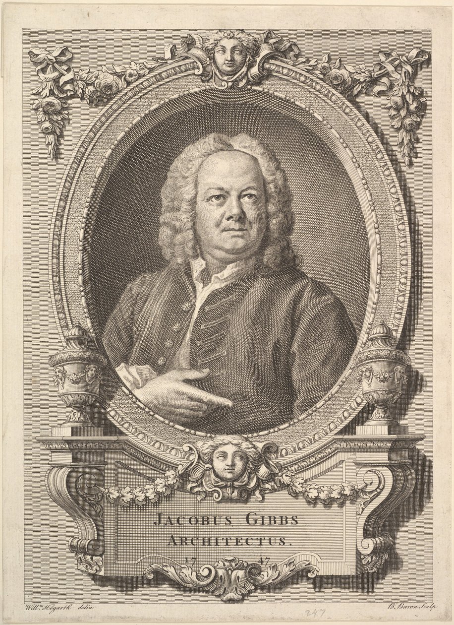 James Gibbs, arkkitehti, 1747. tekijältä Bernard Baron