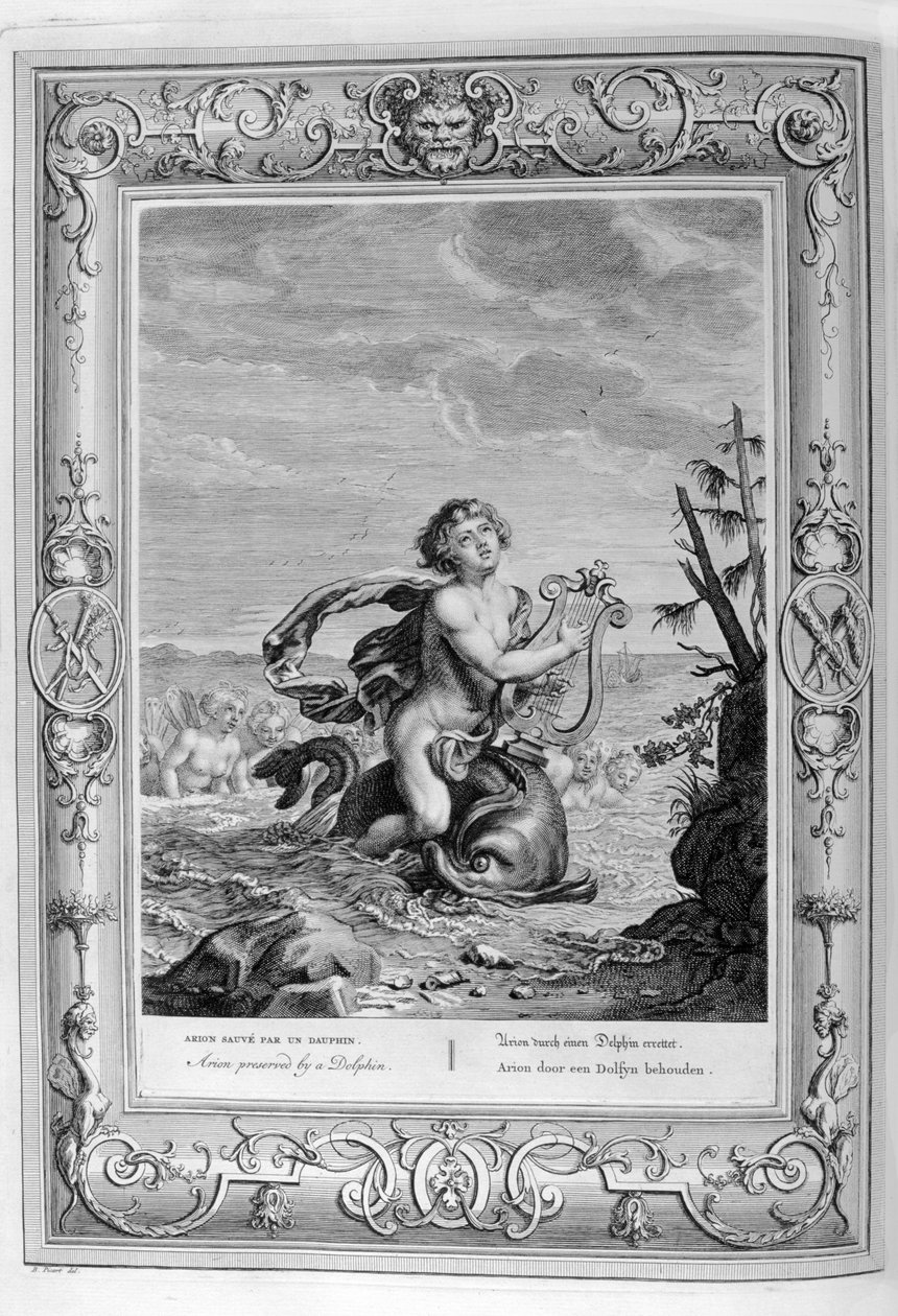 Arion on the Dolphin (kaiverrus) tekijältä Bernard Picart