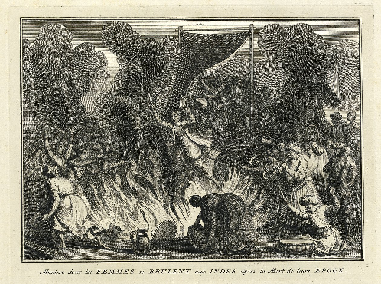 Leskenpoltto Intiassa, 1728 tekijältä Bernard Picart