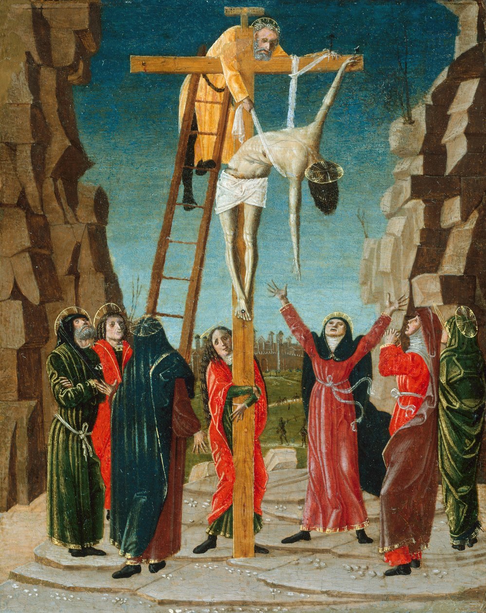 Laskeutuminen ristiltä, n. 1485. tekijältä Bernardino Butinone
