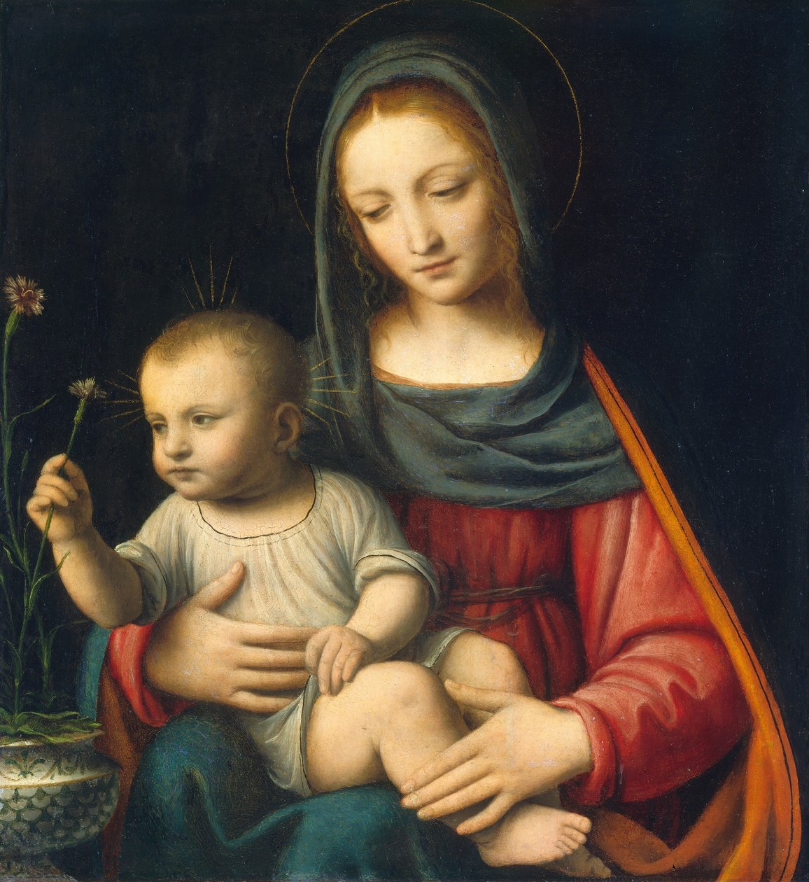 Neilikka Madonna, n. 1515. tekijältä Bernardino Luini