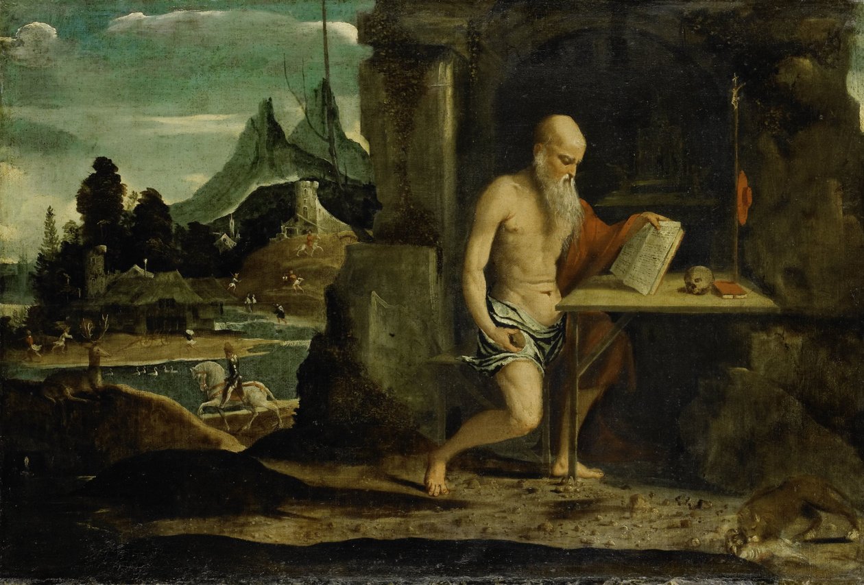 Pyhä Jerome tekijältä Bernardino da Brescia (attributed to)
