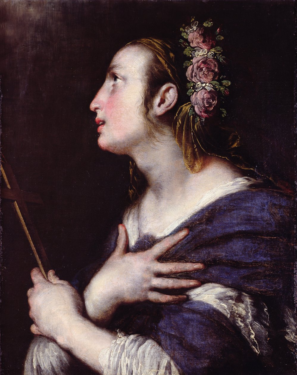 Pyhä ruusukruunun kanssa tekijältä Bernardo Strozzi