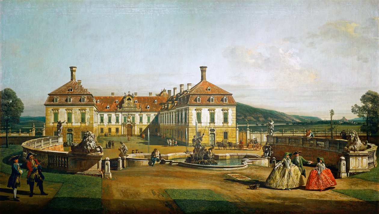 Das kaiserliche Lustschloß Schloßhof, Ehrenhofseite tekijältä Bernardo Bellotto