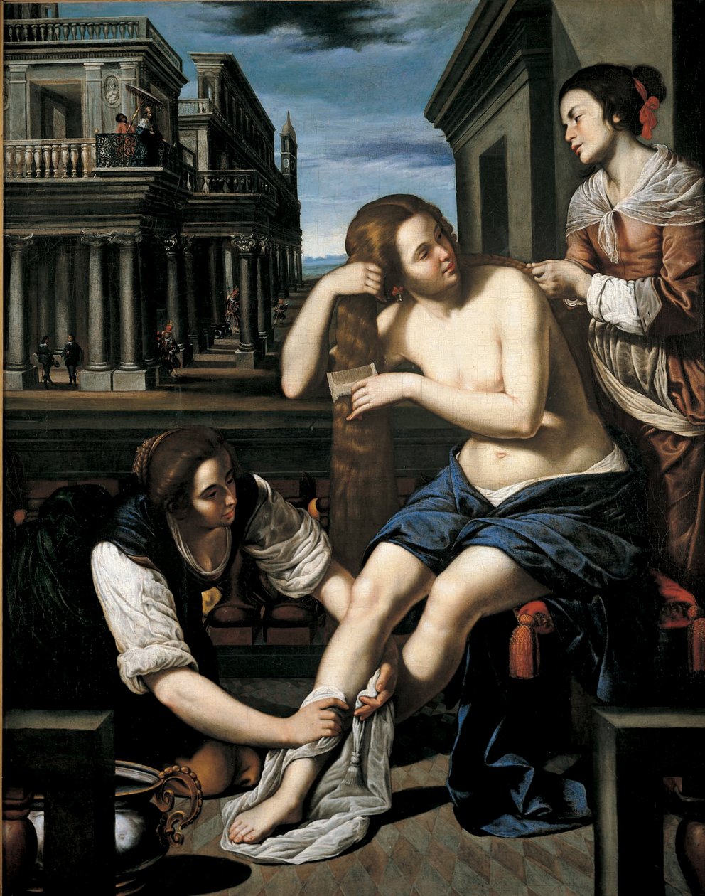 Bathsheba at Her Bathissa, noin 1637 tekijältä Bernardo Cavallino