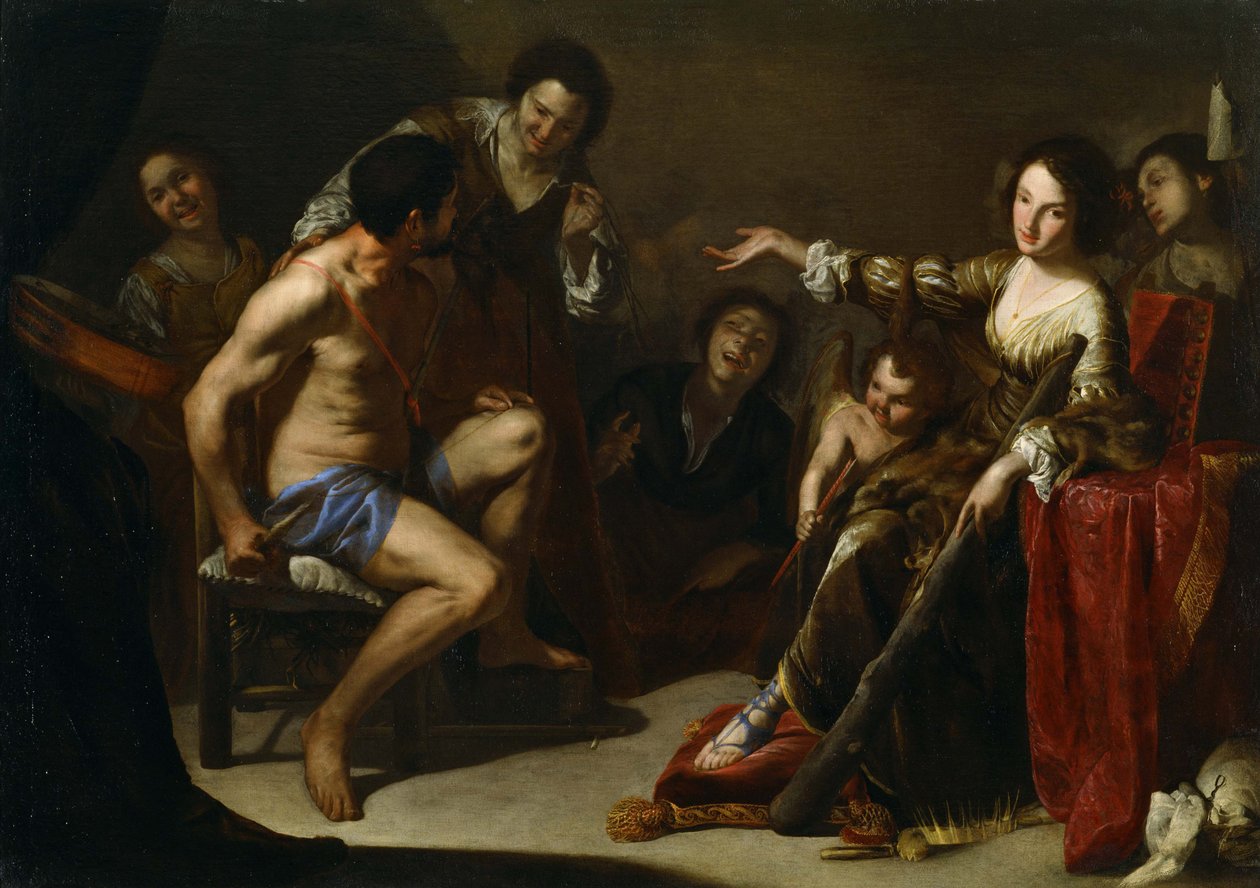 Hercules ja Omphale, n. 1640 tekijältä Bernardo Cavallino