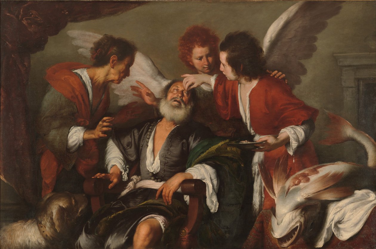 Tobias parantaa isänsä sokeuden tekijältä Bernardo Strozzi