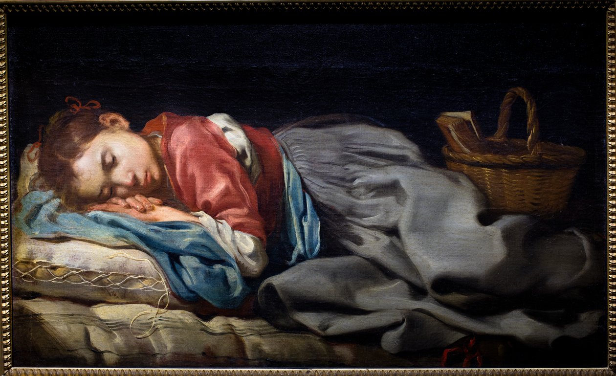 Nukkuva tyttö tekijältä Bernhard (fl.1624 87) Keil