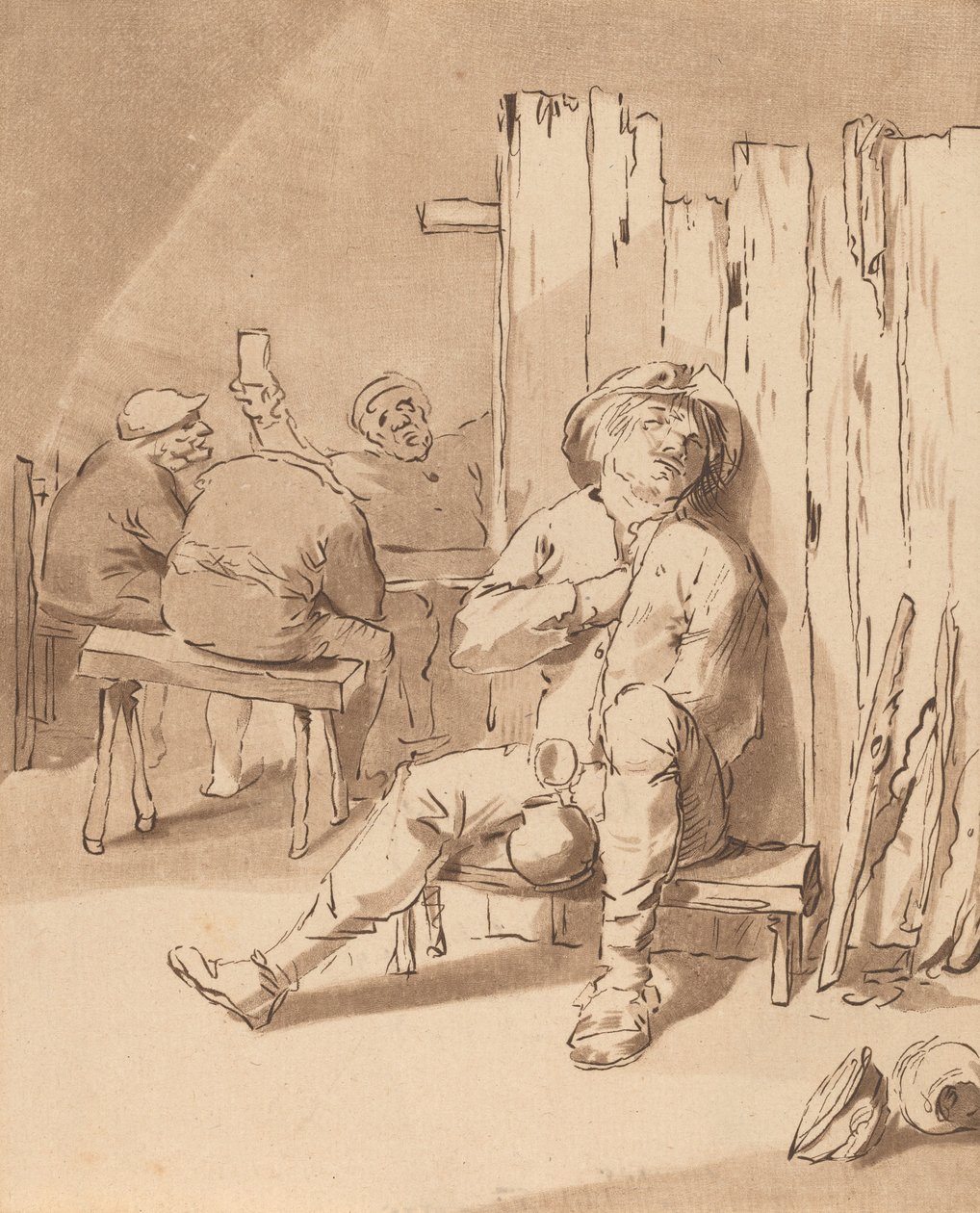 Humalainen talonpoika majatalossa, 1775. tekijältä Bernhard Schreuder