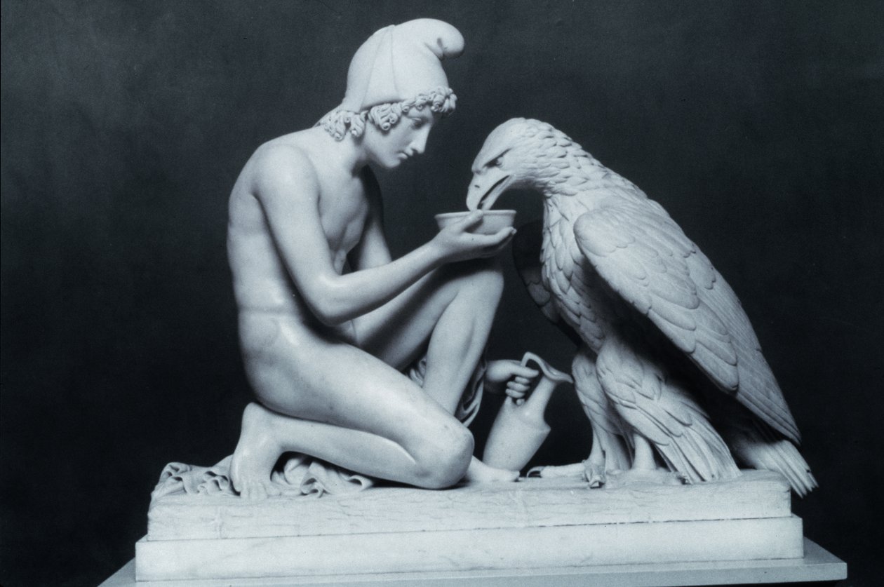 Ganymede Jupiterin kotkan kanssa, 1817 (marmori) tekijältä Bertel Thorvaldsen
