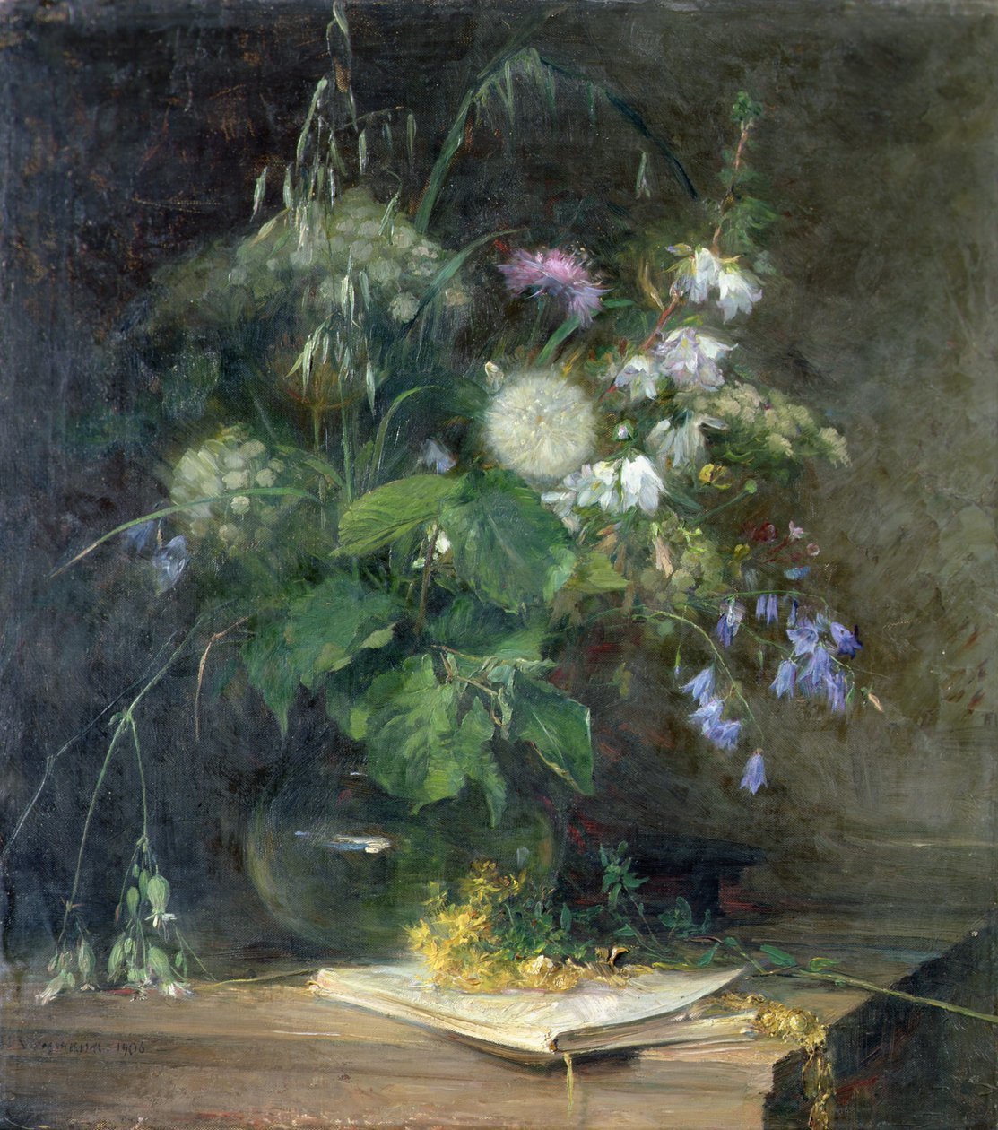 Villikukat lasimaljakossa tekijältä Bertha Wegmann