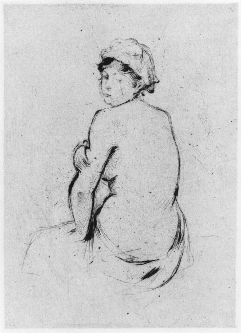 Naisen alastonkuva takaa katsottuna, 1889 (kuivakärki) tekijältä Berthe Morisot