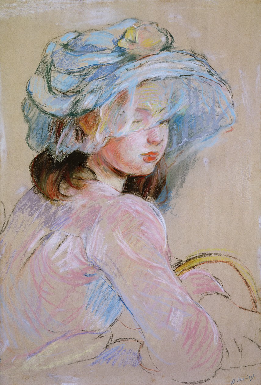 Tyttö kantaa koria, 1891 (pastelli paperille) tekijältä Berthe Morisot