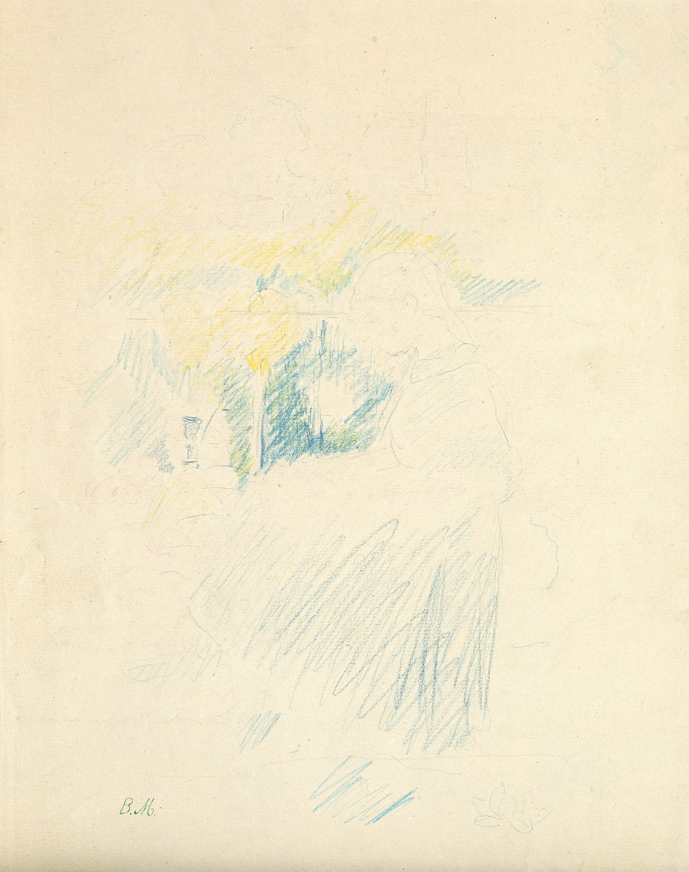 Istuva nuori tyttö, 1888 (värikynä paperille) tekijältä Berthe Morisot