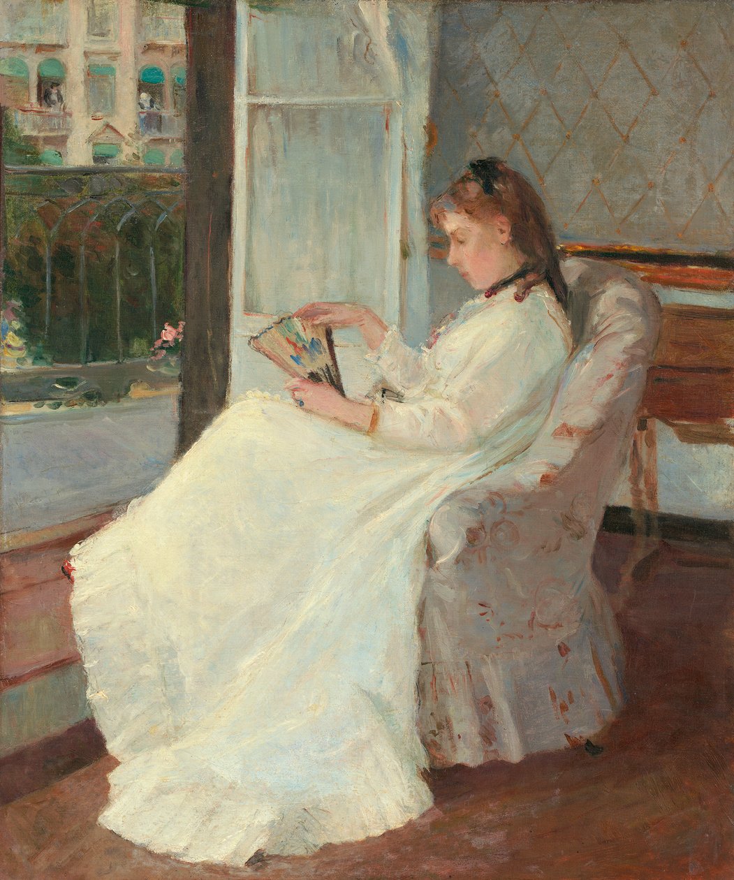 Taiteilijan sisar ikkunassa, 1869 tekijältä Berthe Morisot