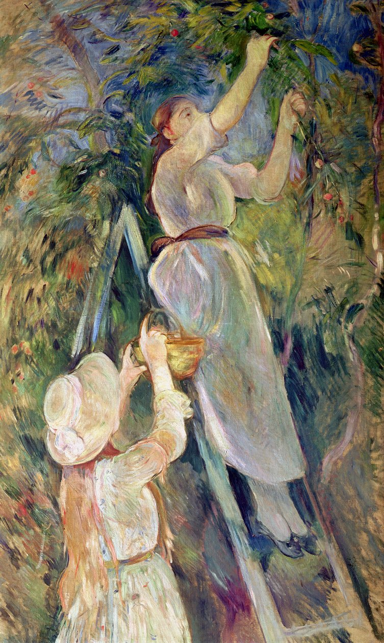 Kirsikkapoiminta (pastelli paperille) tekijältä Berthe Morisot
