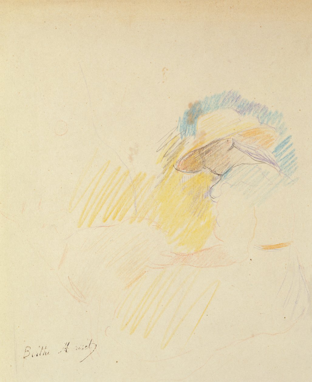 Nuori tyttö istuu puutarhassa, 1887 (värikynä paperilla) tekijältä Berthe Morisot
