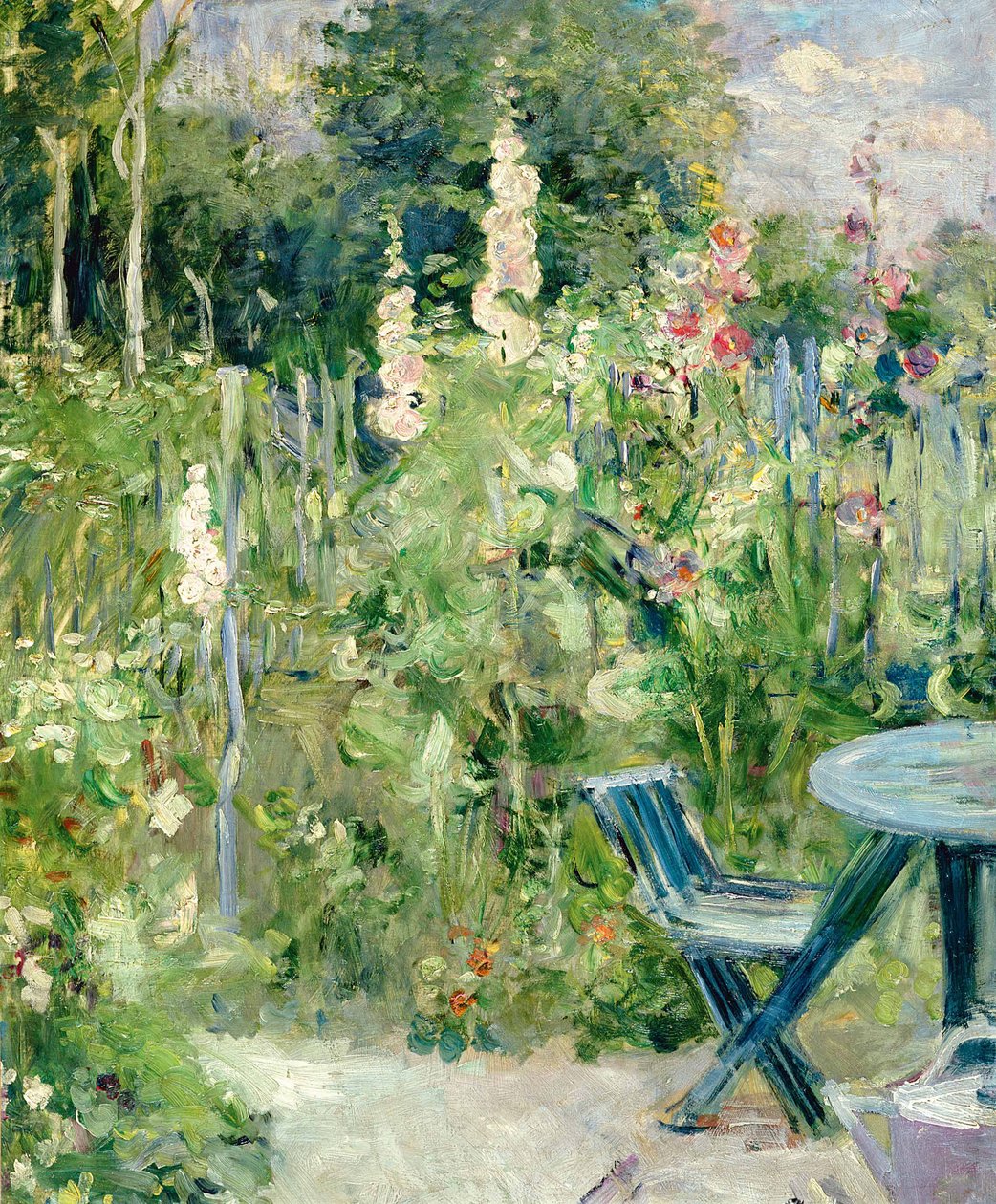 Hollyhocks Roses trémières, 1884 tekijältä Berthe Morisot