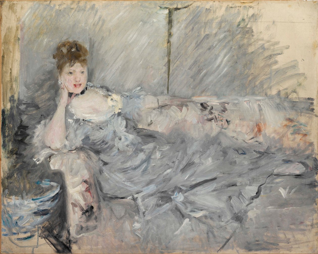 Nainen harmaassa makuuasennossa, 1879. tekijältä Berthe Morisot