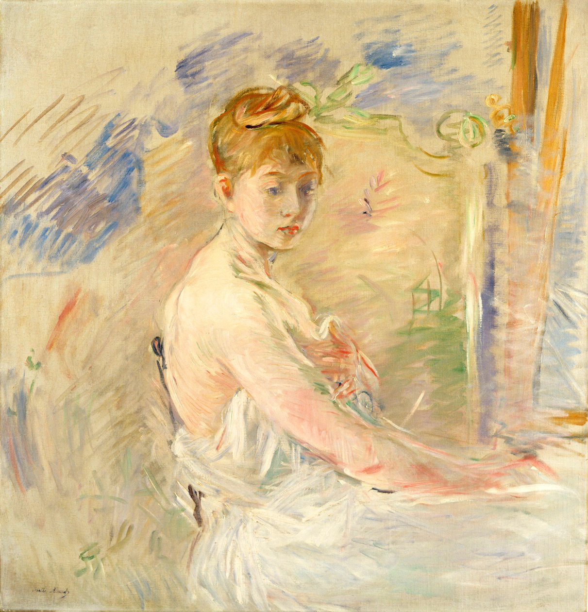 Nuori tyttö nousee ylös tekijältä Berthe Morisot