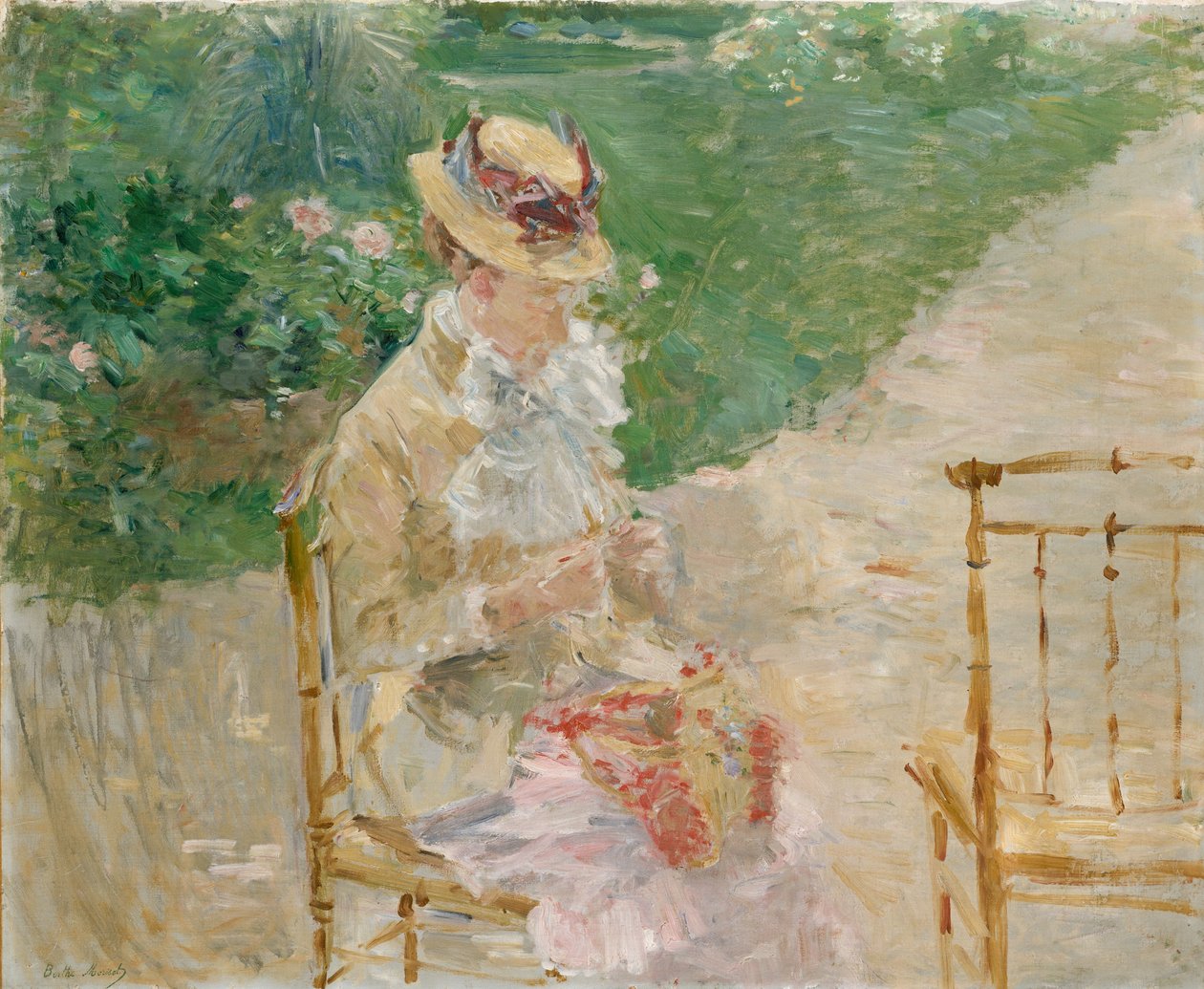 Nuori nainen neule, n. 1883. tekijältä Berthe Morisot