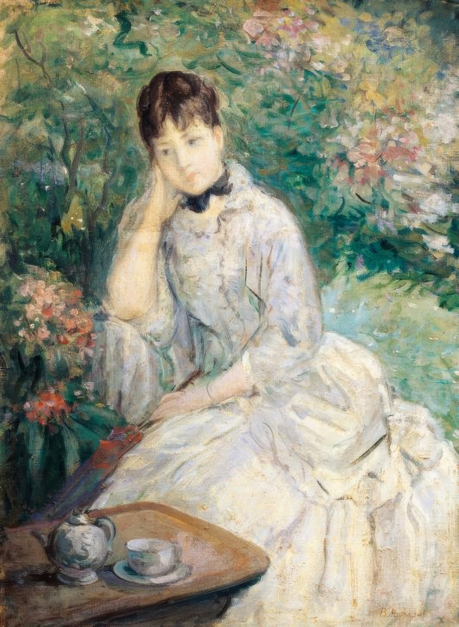 Nuori nainen istuu sohvalla, tekijältä Berthe Morisot