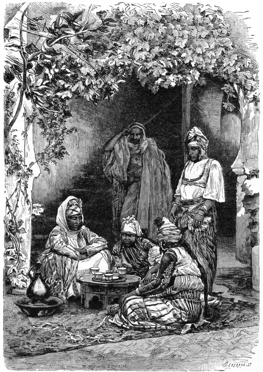 Arabiperhe Tlemcenistä, Algeriasta, vuodelta 1890. tekijältä Auguste Bertrand